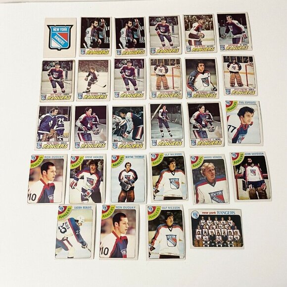Vtg Lot of 28 1977-78 O Pee Chee New York Rangers NHL Hockey Cards Damaged - Picture 1 of 16